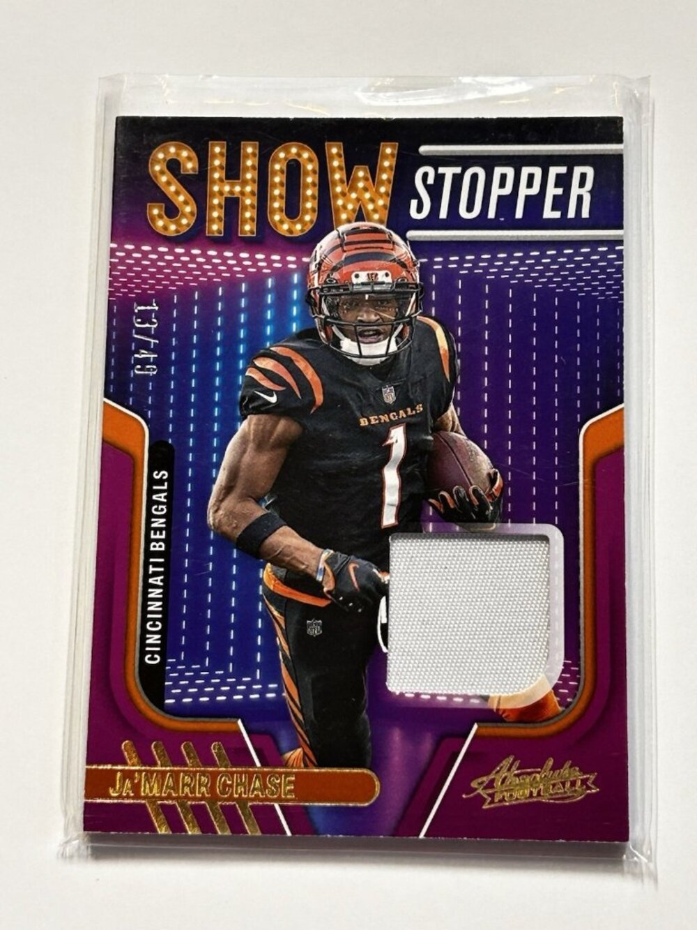 2022 Absolute Football Ja'Marr Chase 13/49 Show Stopper Memorabilia no.SSM-4